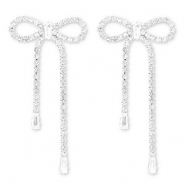 Boucles d'oreilles / puces d’oreilles en laiton Eco-brass® avec strass nœud Argenté-cristal