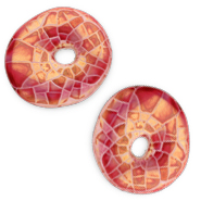 Perles en c&eacute;ramique DQ grecque ovale mosa&iuml;que Magenta-or vert