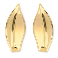 Boucles d'oreilles / puces en acier Inox feuille Doré