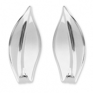 Boucles d'oreilles / puces en acier Inox feuille Argenté