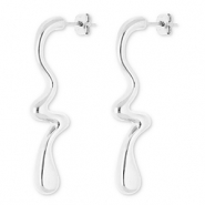 Boucles d'oreilles / puces en acier Inox goutte Argenté