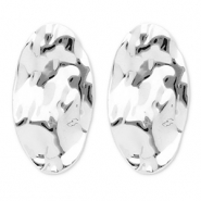 Boucles d'oreilles / puces en acier Inox ovale Argenté