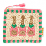 BY31® Trousse champagne Rose clair-vert-blanc cassé-doré