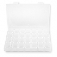 Bo&icirc;te de rangement bijoux avec 7x4 compartiments Transparent