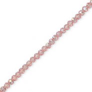 Perles à facettes 4x3 mm disque Heishi Rose clair-revêtement brillant nacré