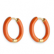 Boucles d'oreilles en acier Inox créoles émaillée 17 mm Orange marron-doré