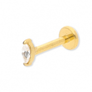 Piercing d&rsquo;oreilles en acier Inox ovale avec strass Dor&eacute;-cristal