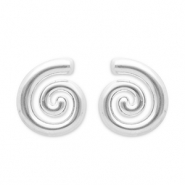 Boucles d'oreilles puces en acier Inox spirale Argenté