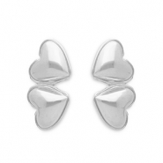 Boucles d'oreilles puces en acier Inox cœurs Argenté