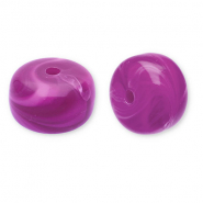 Perles acryliques disque Magenta fonc&eacute;-blanc