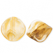 Perles acryliques organique Orange ambre-blanc/marron