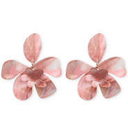 Boucles d'oreilles&nbsp;/&nbsp;puces r&eacute;sine tendance fleur Rose multicolore