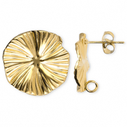 Appr&ecirc;ts en acier Inox boucles d'oreilles / puces d&rsquo;oreilles fleur avec anneau Dor&eacute;