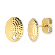 Appr&ecirc;ts en acier Inox boucles d'oreilles / puces d&rsquo;oreilles ovale avec anneau Dor&eacute;