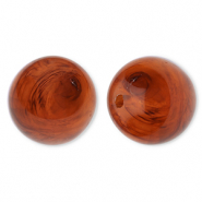 Perles acryliques 20 mm rond Marron ambre-marbré