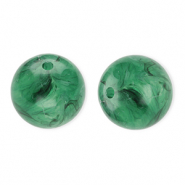 Perles acryliques 16 mm rond Vert fonce-marbr&eacute;
