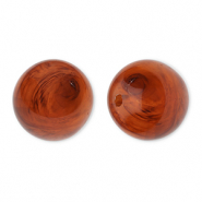 Perles acryliques 16 mm rond Marron ambre-marbré