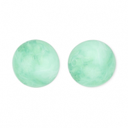 Perles acryliques 12 mm rond Vert menthe-marbr&eacute;