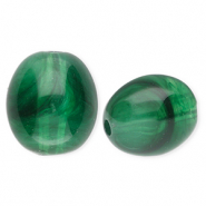 Perles acryliques ovale Vert fonce-marbr&eacute;