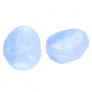 Perles acryliques en forme d'&oelig;uf Bleu-marbr&eacute;