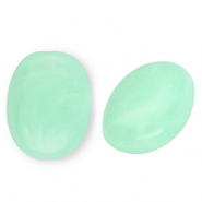 Perles acryliques ovale Vert menthe-marbr&eacute;