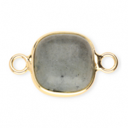 Pierres naturelles pendentifs connecteur 12x12 mm Gris-doré