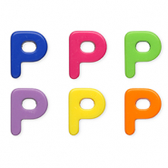 Perles acryliques alphabet lettre P Multicolore