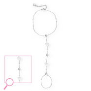 Bracelets en acier Inox c&oelig;urs Argent&eacute;-cristal