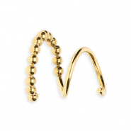 BY31&reg; Boucles d'oreilles en acier Inox en spirale, double faux percing, sans fermoir boules Dor&eacute;