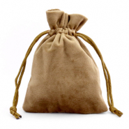 Sachet &agrave; bijoux en velours Marron