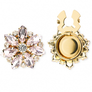 M&eacute;tal TQ laiton cache-boutons fleur Dor&eacute;-rose clair-cristal