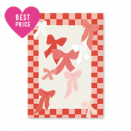 Cartes à bijoux nœuds Rouge-rose-blanc cassé