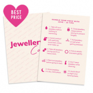 BY31&reg; Cartes &agrave; bijoux "Jewellery care" Anglais Blanc cass&eacute;-rose