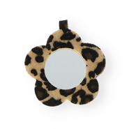 Pendentifs accroche-regard miroir fleur avec imprim&eacute; l&eacute;opard Beige-marron fonc&eacute;-noir