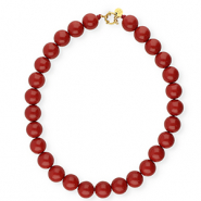 BY31® Colliers en perles acryliques 16mm brillant Salsa rouge 18-1657 TCX-doré