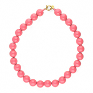 BY31® Colliers en perles acryliques 16mm brillant Pink lemonade 16-1735 TCX-doré