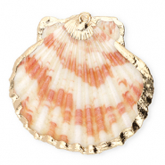 Pendentifs coquillage specials coquille Saint-Jacques Rose fonc&eacute;-dor&eacute;
