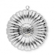 Breloques en acier Inox fleur Argent&eacute;