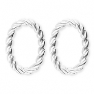 BY31® Boucles d'oreilles / puces en acier Inox ovale torsadé Argenté