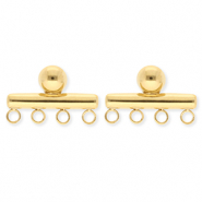 BY31® Apprêts en acier Inox boucles d'oreilles / puces d’oreilles barre avec 4 anneaux Doré