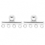 BY31® Apprêts en acier Inox boucles d'oreilles / puces d’oreilles barre avec 4 anneaux Argenté