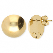 BY31® Apprêts en acier Inox boucles d'oreilles / puces d’oreilles rond avec anneau Doré