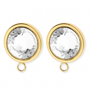 BY31® Apprêts en acier Inox boucles d'oreilles / puces d’oreilles rond avec cristal avec anneau Doré-cristal