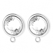 BY31® Apprêts en acier Inox boucles d'oreilles / puces d’oreilles rond avec cristal avec anneau Argenté-cristal