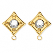 BY31® Apprêts en acier Inox boucles d'oreilles / puces d’oreilles losange avec cristal avec anneau Doré-cristal