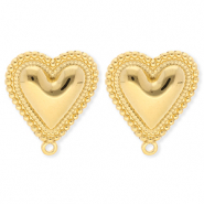 BY31® Apprêts en acier Inox boucles d'oreilles / puces d’oreilles coeur avec anneau Doré