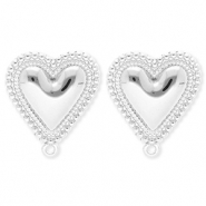 BY31® Apprêts en acier Inox boucles d'oreilles / puces d’oreilles coeur avec anneau Argenté