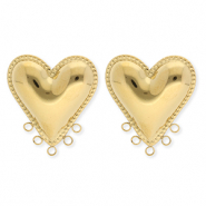 BY31® Apprêts en acier Inox boucles d'oreilles / puces d’oreilles coeur avec 5 anneaux Doré