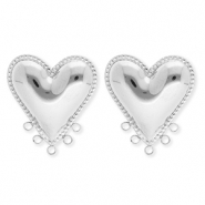 BY31® Apprêts en acier Inox boucles d'oreilles / puces d’oreilles coeur avec 5 anneaux Argenté