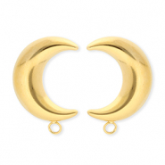 BY31® Apprêts en acier Inox boucles d'oreilles / puces d’oreilles lune avec anneau Doré